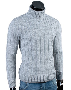 Gruby GOLF Sweter MA22 Szary___XL____POLSKA