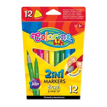 ДВУСТОРОННЯЯ КИСТЬ COLORINO 12 ЦВЕТОВ.