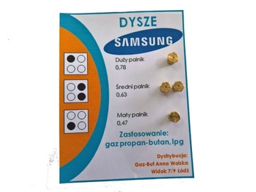 Dysze do kuchenki na gaz propan-butan SAMSUNG