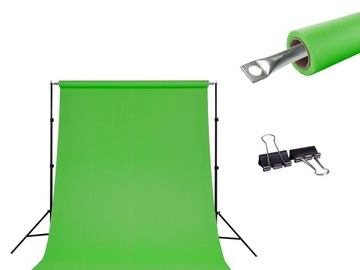 ZESTAW DO TEŁ + zielone GREENSCREEN 1.4x3m KLIPSY