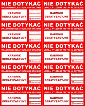 NAKLEJKA INFORMACYJNA OSTRZEGAWCZA NA KARMNIK STACJĘ DERATYZACYJNĄ (10 SZT)