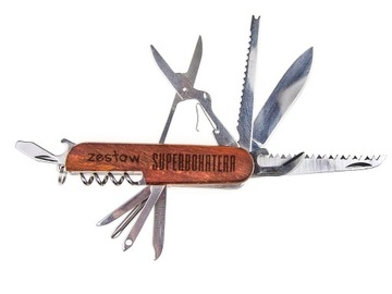 SCYZORYK MULTITOOL Z NAPISAMI GRAWEREM WZORY