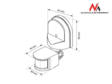 НАСТЕННЫЙ PIR ДАТЧИК ДВИЖЕНИЯ И СУМЕРКИ, НАРУЖНЫЙ IP44 MACLEAN MCE25