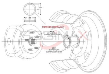 Pierścienie centrujące ALFA ROMEO FIAT 71.6 58.1