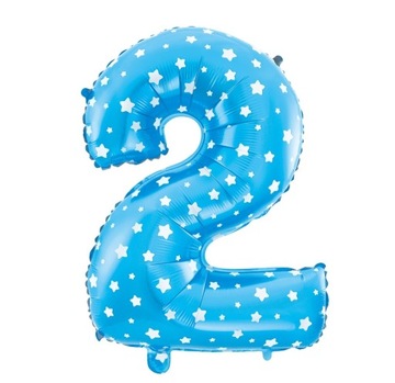 Balon Foliowy Cyfra DWA 2 Błękitny Party 40 cm