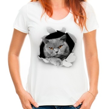 Koszulka z kotem bluzka t-shirt kot głowa kota -S