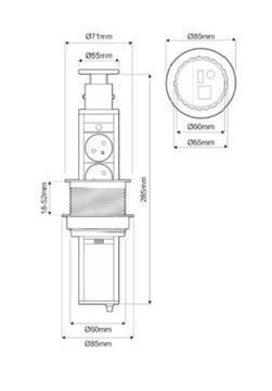 LIFT BOX 3x230V черная розетка на столешницу