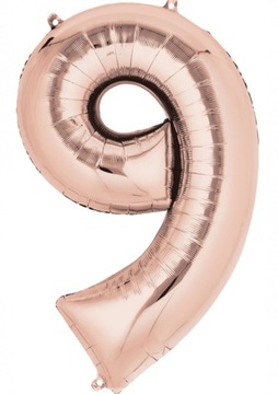 BALON GOLD ROSE CYFRA CYFRY 9 RÓŻOWE ZŁOTO 80 CM