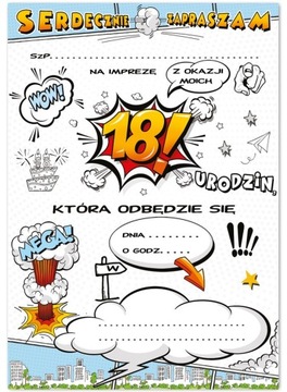 Приглашения на 18-летие CARTOON комиксы, 10 шт.