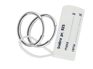 Серьги-кольца из серебра 925 пробы, обручи 12 мм, 1 пара