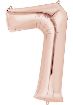 BALON GOLD ROSE CYFRA CYFRY 7 RÓŻOWE ZŁOTO 100 CM