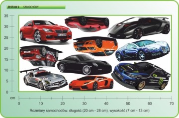 НАСТЕННЫЕ НАКЛЕЙКИ Машинки Набор из 2 шт., 70x35 см