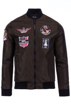 МУЖСКАЯ ВЕТРОВКА-БОМБЕР КУРТКА ХАКИ С НАШИВКАМИ: XXL