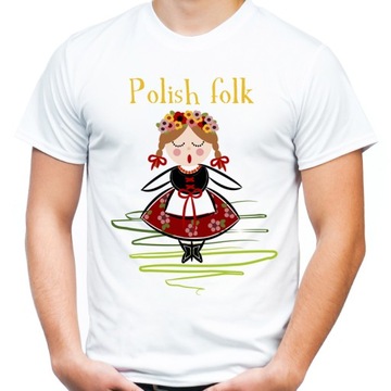 Koszulka t-shirt folk folkowa pamiątka z Polski XL