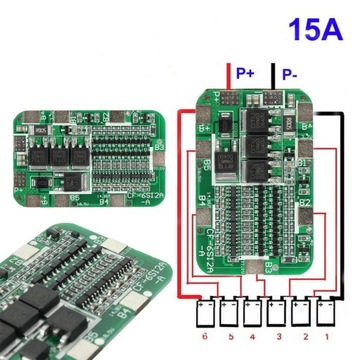 Ładowarka ochrona BMS PCM 6S 15A 24V Li-ion 18650