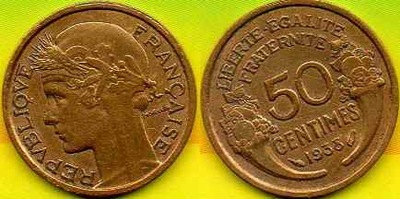 Francja 50 Centimes 1938 r.