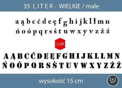 Szablon z tworzywa LITERY alfabet Szablony wys15cm