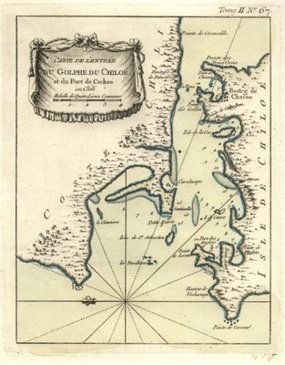 CARTE DE L'ENTEREE DU GOLPHE DU CHILOE. PARIS 1764