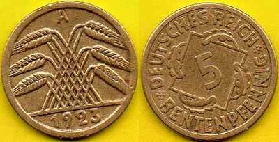 NIEMCY 5 Rentenpfennig 1923 r A