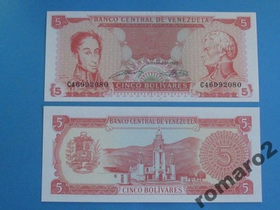 Wenezuela Banknot 5 Bolivares P-70 UNC 1989