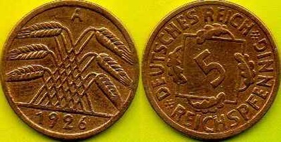 NIEMCY 5 Reichspfennig 1926 r. A
