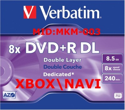 Verbatim DVD+R DL MKM003 XBOX+NAWIGACJE 10szt koperta CD lub Cake Box 10