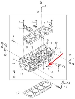 Głowica gniazdo zaworowe zawory Kia Sorento 2.5 221124A200
