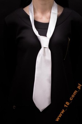 FOTO krawat biały z dowolnym nadrukiem, zdjęciem