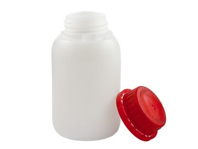 Butelka HDPE 250 ml + nakrętka z plombą czerwona