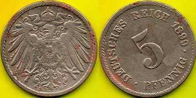 NIEMCY 5 Pfennig 1899 r. G