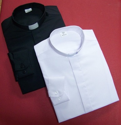Koszula kapłańska Slim taliowana czarna i biała