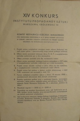 KRAKÓW RESTAURACJA KOŚCIOŁA MARIACKIEGO 1935