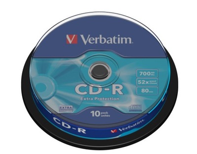 Płyty VERBATIM CD-R 52x 700MB cake 10 sztuk extra!