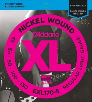 D'Addario EXL170-5 45-130 struny do gitary basowej
