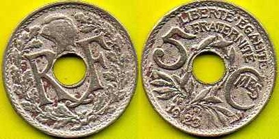 Francja 5 Centimes 1923 r.