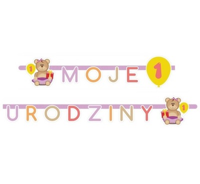 GIRLANDA URODZINOWA "MOJE 1 URODZINY" RÓ