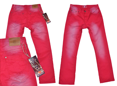Spodnie męskie jeansowe czerwone EV217 pas 78/ 29