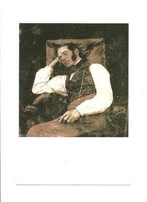 Pocztówka - Śpiący szachista / dagerotyp, XIX w.