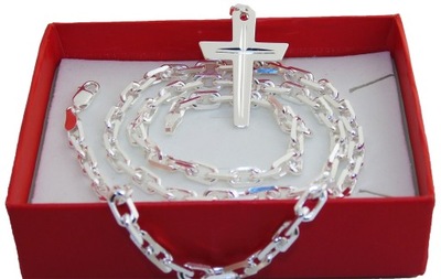 Srebrny Łańcuszek Męski Ankier 55cm z Krzyżykiem
