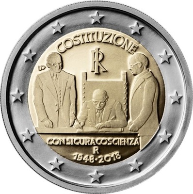 2 euro Włochy Konstytucja 2018