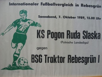 KS POGOŃ Ruda Śląska Piłka nożna Mecz PLAKAT 1989
