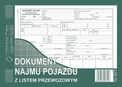 Druk Dokument Najmu Pojazdu Z Listem Przewozowym