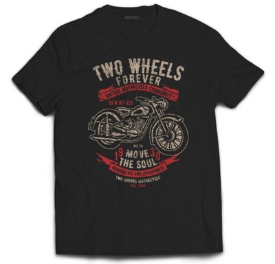 Tshirt motocykl motor wheels vintage fan XXL