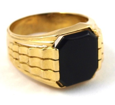 SYGNET MĘSKI ZŁOTY OKAZAŁY Z ONYKSEM ZŁOTO 585