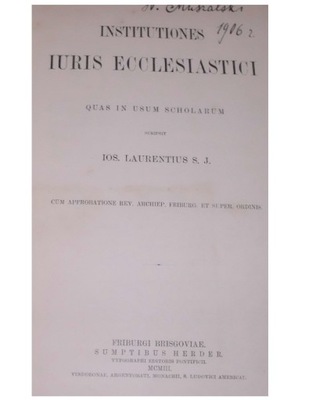 Institutiones iuris ecclesiastici (półskórek) 1903