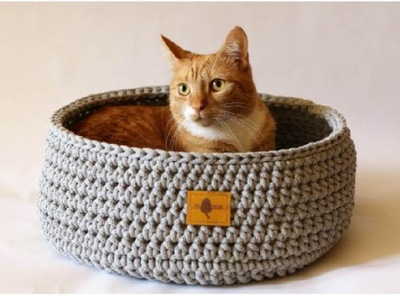bawełniane legowisko dla kota na szydełku handmade