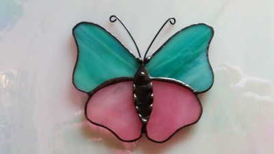 Motylek kolorowy Zawieszka witrażowa Motyl na okno