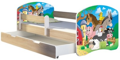 Łóżko dziecięce 140x70 szuflada materac Dąb Sonoma