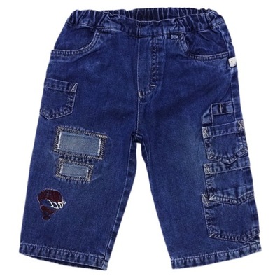 LIEGELIND spodnie jeansy PODSZEWKA ŁATKI 74-80