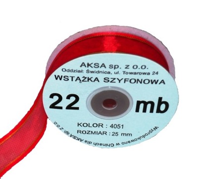 Tasiemka SZYFONOWA OZDOBNA 25mm/22m wstążka